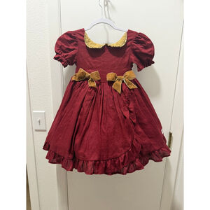 NEW The Paper Doll Co Christmas in July Party Dress Set Girls Size 7 Red Gold Bl